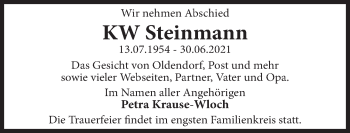 Traueranzeige von KW Steinmann von Deister- und Weserzeitung