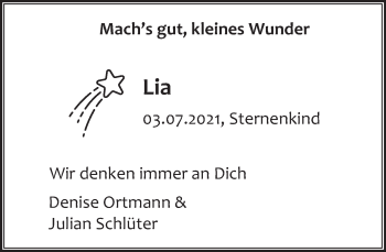 Traueranzeige von Lia  von Deister- und Weserzeitung