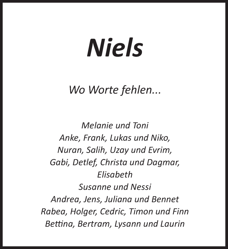  Traueranzeige für Niels Merkl vom 10.07.2021 aus Deister- und Weserzeitung
