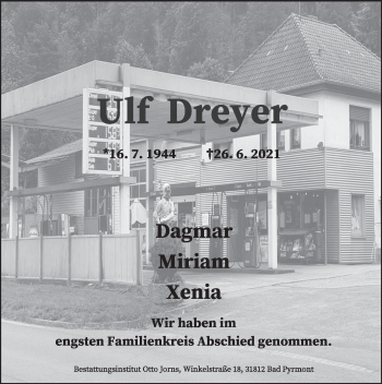 Traueranzeige von Ulf Dreyer von Deister- und Weserzeitung