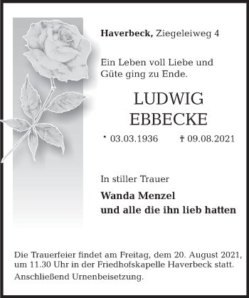 Traueranzeige von Ludwig Ebbecke von Deister- und Weserzeitung