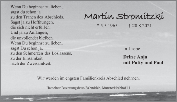 Traueranzeige von Martin Stromitzki von Deister- und Weserzeitung