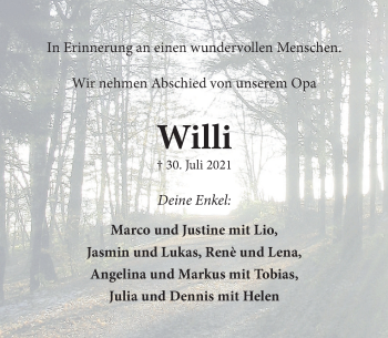 Traueranzeige von Willi  von Neue Deister-Zeitung