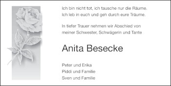 Traueranzeige von Anita Besecke von Deister- und Weserzeitung