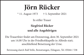 Traueranzeige von Jörn Rücker von Neue Deister-Zeitung