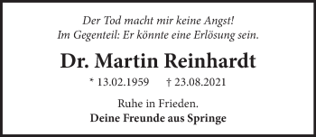 Traueranzeige von Martin Reinhardt von Neue Deister-Zeitung