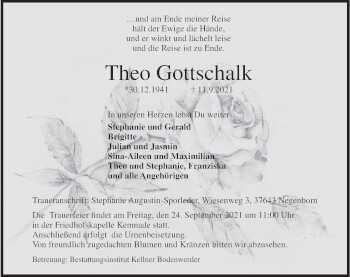 Traueranzeige von Theo Gottschalk von Deister- und Weserzeitung
