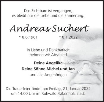 Traueranzeige von Andreas Suchert von Deister- und Weserzeitung