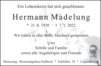 Traueranzeige von Hermann Madelung von Deister- und Weserzeitung