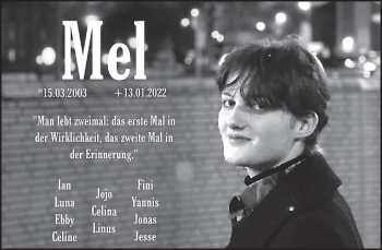 Traueranzeige von Mel  von Deister- und Weserzeitung