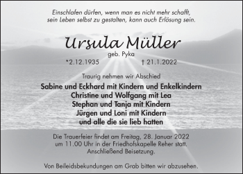 Traueranzeige von Ursula Müller von Deister- und Weserzeitung