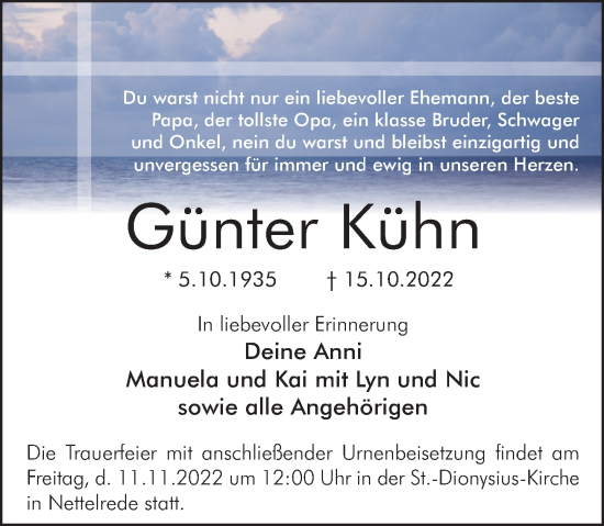 Traueranzeige von Günter Kühn von Neue Deister-Zeitung