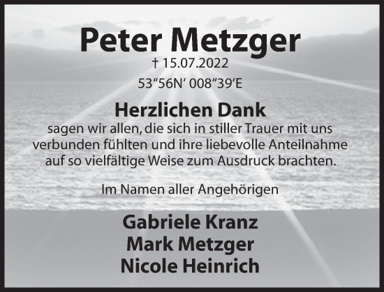 Traueranzeige von Peter Metzger von Deister- und Weserzeitung