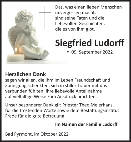 Traueranzeige von Siegfried Ludorff von Deister- und Weserzeitung