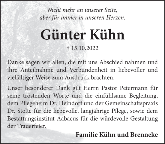 Traueranzeige von Günter Kühn von Neue Deister-Zeitung