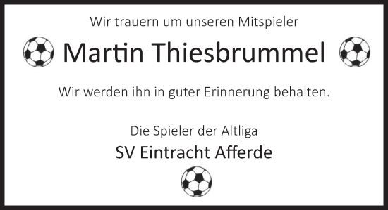 Traueranzeige von Martin Thiesbrummel von Deister- und Weserzeitung