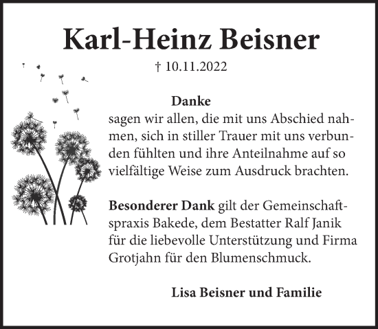 Traueranzeige von Karl-Heinz Beisner von Neue Deister-Zeitung