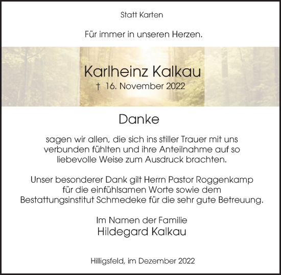 Traueranzeige von Karlheinz Kalkau von Deister- und Weserzeitung
