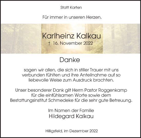 Traueranzeige von Karlheinz Kalkau von Deister- und Weserzeitung