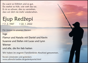 Traueranzeige von Ejup Redžepi von Deister- und Weserzeitung