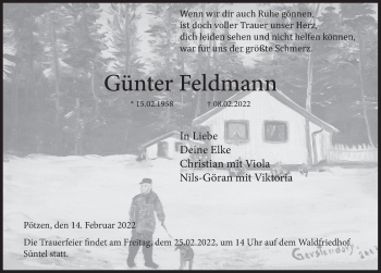Traueranzeige von Günter Feldmann von Deister- und Weserzeitung