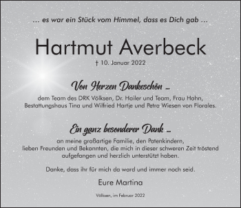 Traueranzeige von Hartmut Averbeck von Neue Deister-Zeitung