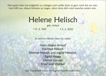 Traueranzeige von Helene Helisch von Deister- und Weserzeitung