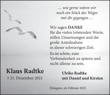 Traueranzeige von Klaus Radtke von Neue Deister-Zeitung