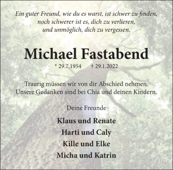 Traueranzeige von Michael Fastabend von Neue Deister-Zeitung