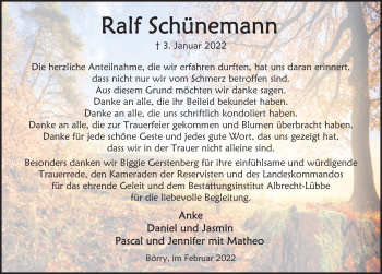 Traueranzeige von Ralf Schünemann von Deister- und Weserzeitung