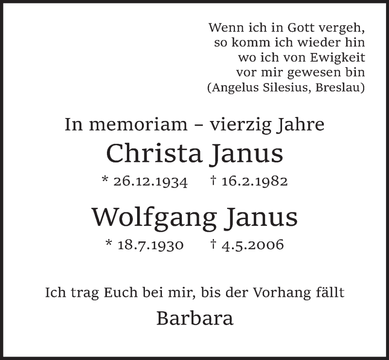  Traueranzeige für Wolfgang Janus vom 16.02.2022 aus Deister- und Weserzeitung