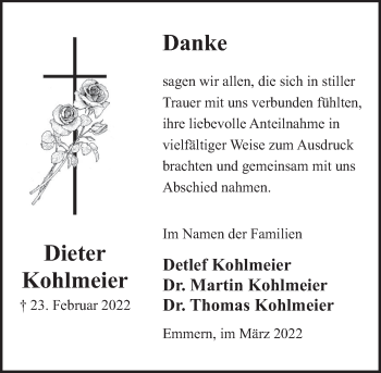 Traueranzeige von Detlef Kohlmeier von Deister- und Weserzeitung