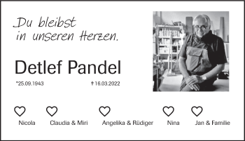 Traueranzeige von Detlef Pandel von Deister- und Weserzeitung