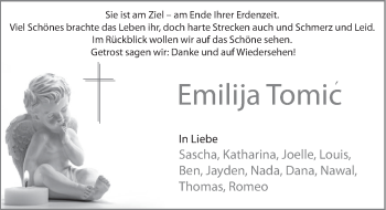 Traueranzeige von Emilija Tomic von Deister- und Weserzeitung