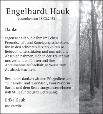 Traueranzeige von Engelhardt Hauk von Neue Deister-Zeitung