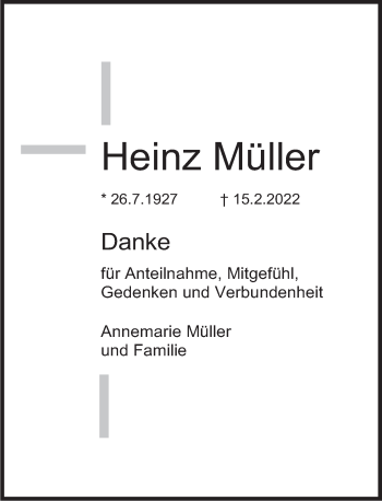 Traueranzeige von Heinz Müller von Deister- und Weserzeitung