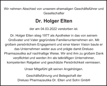 Traueranzeige von Holger Elten von Deister- und Weserzeitung