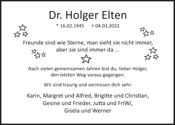 Traueranzeige von Holger Elten von Deister- und Weserzeitung