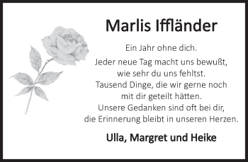 Traueranzeige von Marlis Iffländer von Deister- und Weserzeitung