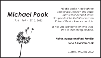 Traueranzeige von Michael Pook von Deister- und Weserzeitung