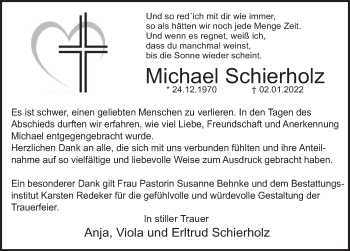 Traueranzeige von Michael Schierholz von Deister- und Weserzeitung