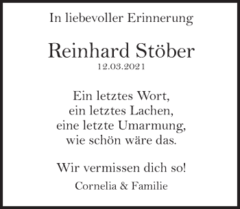 Traueranzeige von Reinhard Stöber von Deister- und Weserzeitung