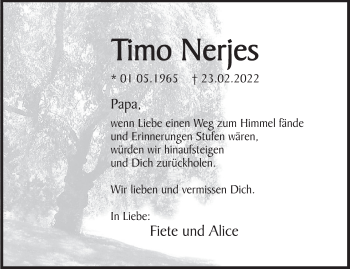 Traueranzeige von Timo Nerjes von Deister- und Weserzeitung