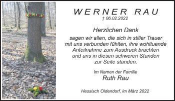 Traueranzeige von Werner Rau von Deister- und Weserzeitung