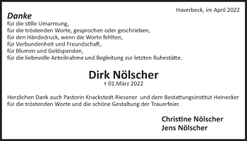 Traueranzeige von Dirk Nölscher von Deister- und Weserzeitung