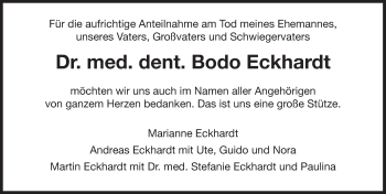 Traueranzeige von Bodo Eckhardt von Deister- und Weserzeitung