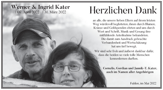 Traueranzeige von Ingrid Kater von Deister- und Weserzeitung