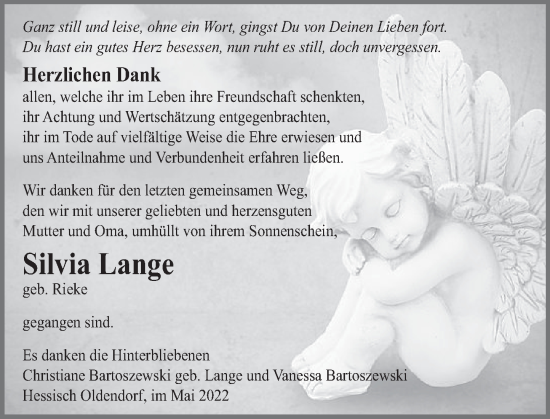 Traueranzeige von Silvia Lange von Deister- und Weserzeitung