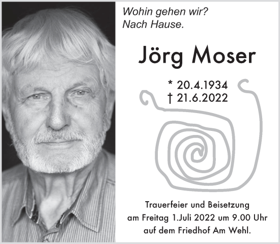 Traueranzeige von Jörg Moser von Deister- und Weserzeitung