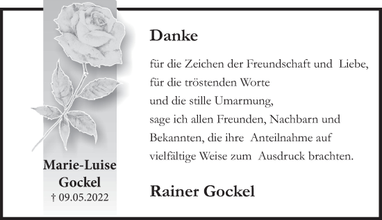 Traueranzeige von Marie-Luise Gockel von Deister- und Weserzeitung